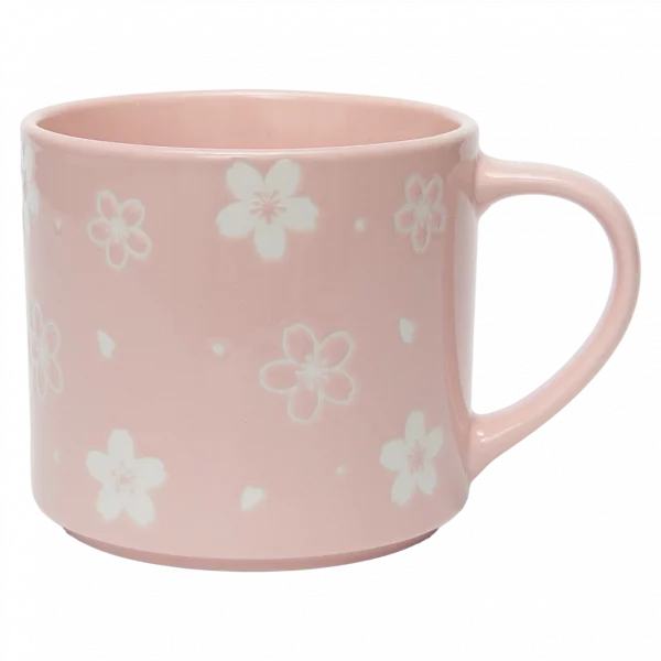 MUMUSO Keramiktasse mit Kirschblüten, 490 ml (Pink) – praktische Tasse für Kaffee oder Tee aus Keramik.