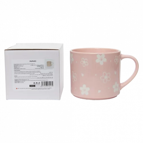 MUMUSO Keramiktasse mit Kirschblüten, 490 ml (Pink) – praktische Tasse für Kaffee oder Tee aus Keramik.