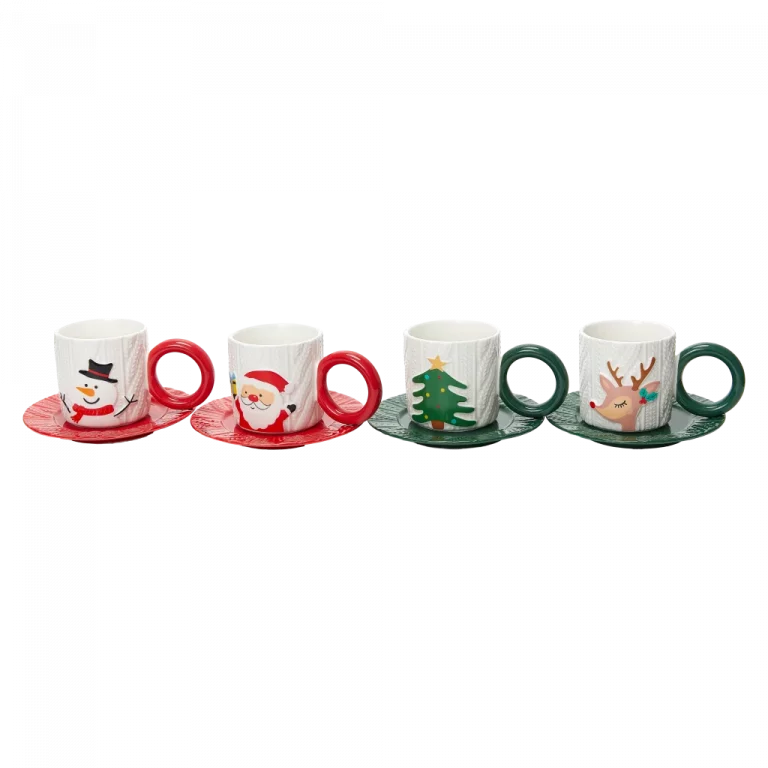 MUMUSO Keramiktasse mit Weihnachtsmann, handbemalt, 250 ml – festliche Weihnachtstasse für Glühwein oder Tee.