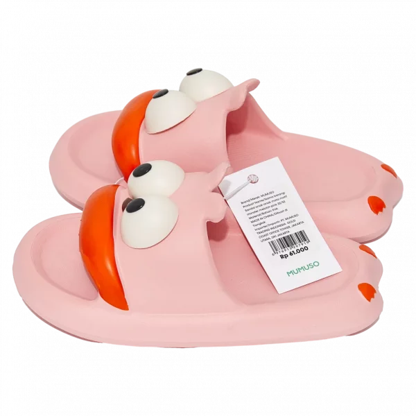 MUMUSO Kinder Slipper aus EVA mit Cartoon-Gesicht, Größe 34/35 (Rosa) – bequeme Badeslipper für Kinder.