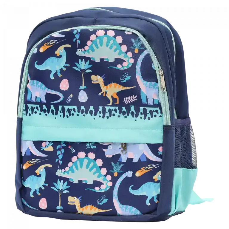 MUMUSO Kinder-Rucksack mit Dinosaurier, Köper-Verbundstoff (Blau) – idealer Dinosaurier-Rucksack für Vorschule und Alltag.