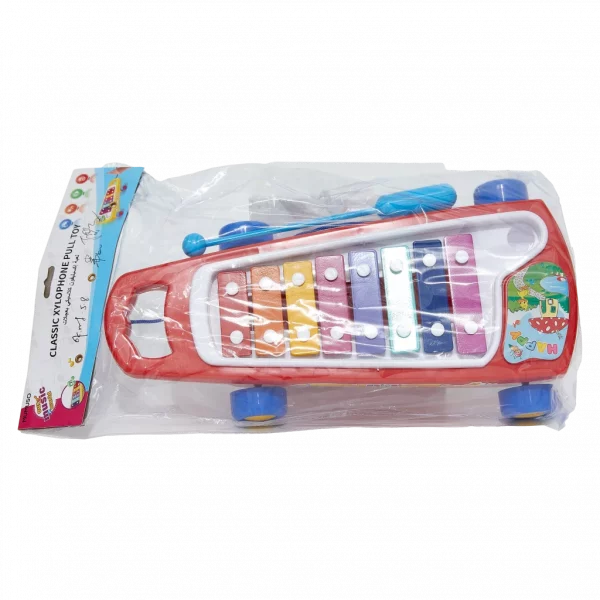 MUMUSO Kinder-Xylophon aus Kunststoff zum Ziehen, Mehrfarbig – Musikspielzeug für Kinder, fördert die Motorik.