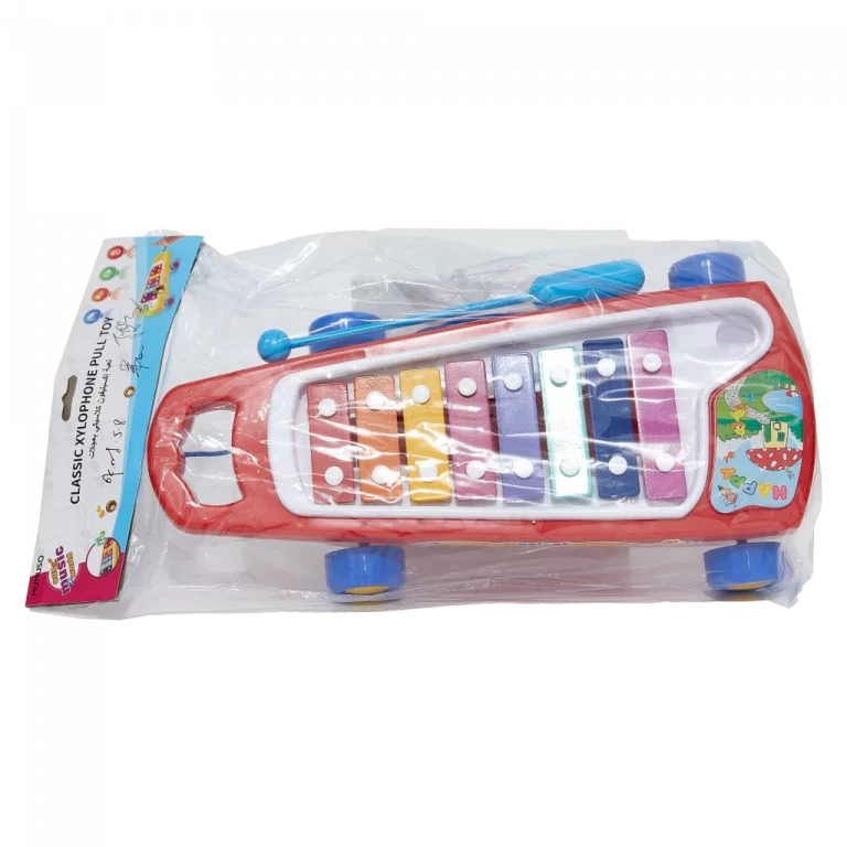 MUMUSO Kinder-Xylophon aus Kunststoff zum Ziehen, Mehrfarbig – Musikspielzeug für Kinder, fördert die Motorik.
