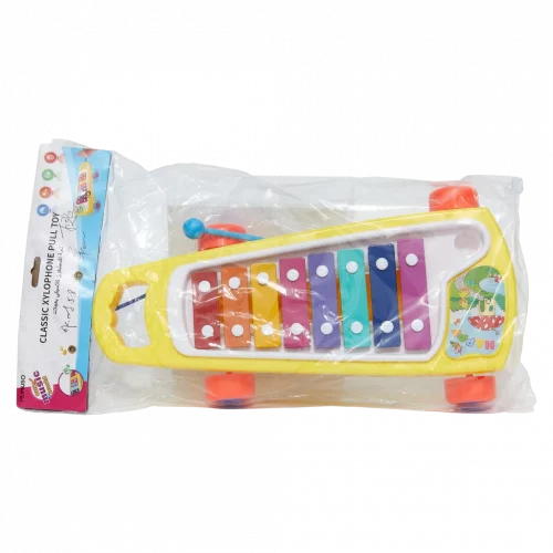 MUMUSO Kinder-Xylophon aus Kunststoff zum Ziehen, Mehrfarbig – Musikspielzeug für Kinder, fördert die Motorik.