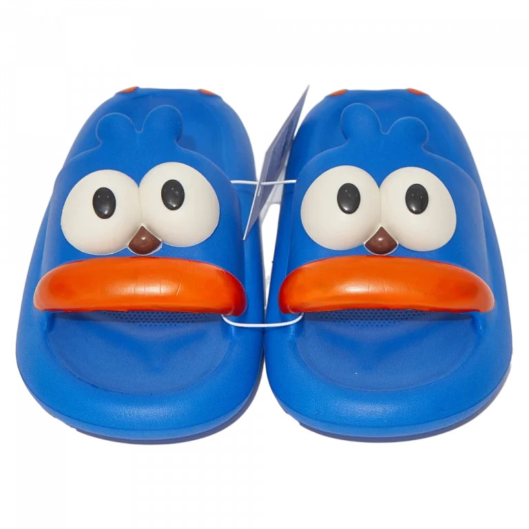 MUMUSO Kinder Badeslipper aus EVA, Größe 30/31 in Blau mit 3D-Augen – bequeme und rutschfeste Badeschuhe für Kinder.