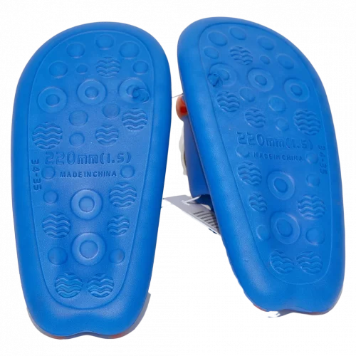 MUMUSO Kinder Badeslipper aus EVA mit 3D-Augen, Größe 34/35 in Blau – Badeslipper Kinder für das Badezimmer.
