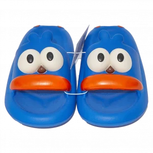 MUMUSO Kinder Badeslipper aus EVA mit 3D-Augen, Größe 34/35 in Blau – Badeslipper Kinder für das Badezimmer.
