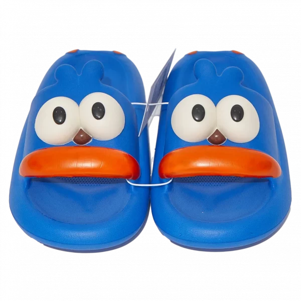 MUMUSO Kinder Badeslipper aus EVA mit 3D-Augen, Größe 34/35 in Blau – Badeslipper Kinder für das Badezimmer.