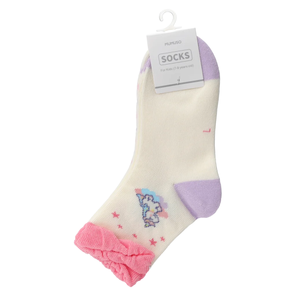 mumuso_kinder_crew-socke_baumwollmischung_rosa_pferd_2.webp MUMUSO Kinder Crew-Socke mit Pferde-Print aus Baumwollmischung (Rosa) – bequeme Kindersocke für den Alltag.