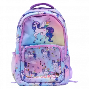 MUMUSO Kinderrucksack aus Köperstoff, 360 g (Lila) mit Einhorn – perfekter Rucksack für Kinder im Vorschulalter.