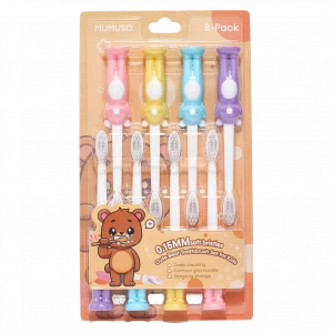 MUMUSO Kinderzahnbürste 8er-Pack mit Bären-Print, weiche Borsten (Blau) – sanfte Zahnbürste für empfindliches Zahnfleisch.