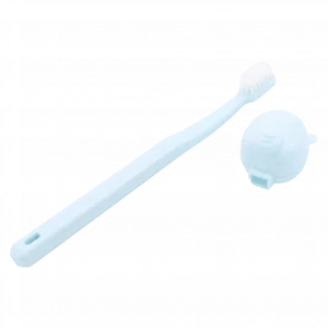 MUMUSO Kinderzahnbürste mit Bärenfigur, ergonomischer Griff, blau – sanfte Zahnbürste für Kinder ab 3 Jahren.