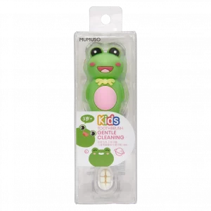 MUMUSO Kinderzahnbürste für Kinder ab 3 Jahren mit Frosch, grün – kindgerechte Zahnpflege und weiche Borsten.