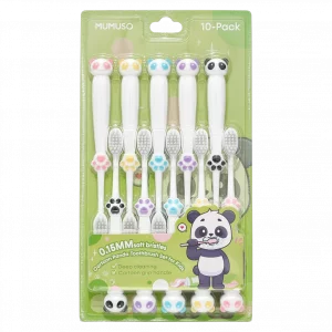 MUMUSO Kinderzahnbürste 10er-Pack mit Panda und weichen Borsten – bunte Zahnbürsten für Kinderzahnpflege.