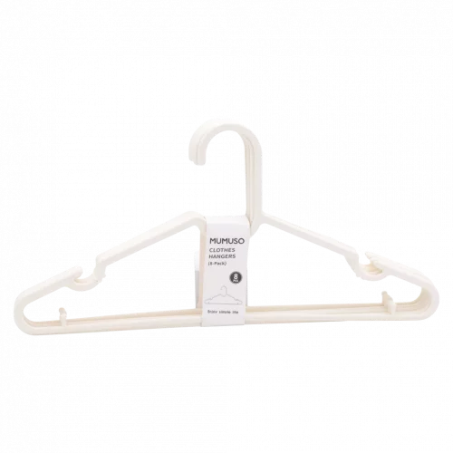MUMUSO Kleiderbügel 8er-Pack aus PP in Creme – stabiler Kleiderbügel aus Kunststoff für Kleiderschrank und Haushalt.