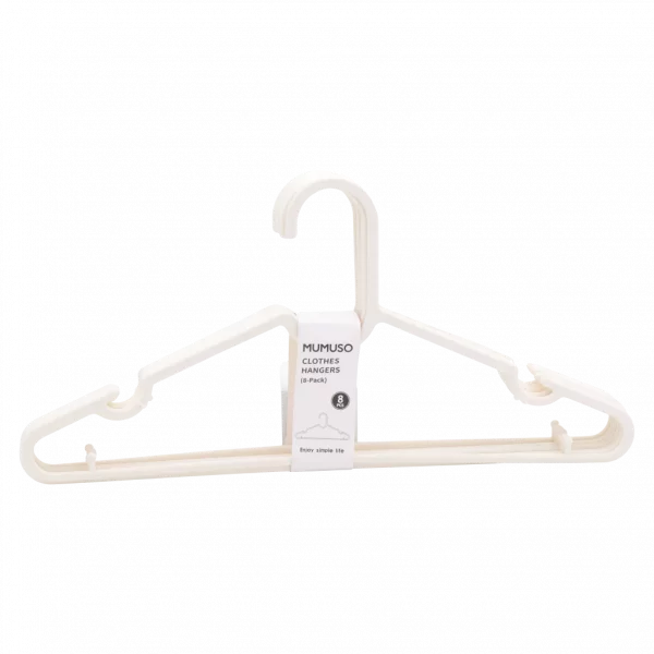 MUMUSO Kleiderbügel 8er-Pack aus PP in Creme – stabiler Kleiderbügel aus Kunststoff für Kleiderschrank und Haushalt.