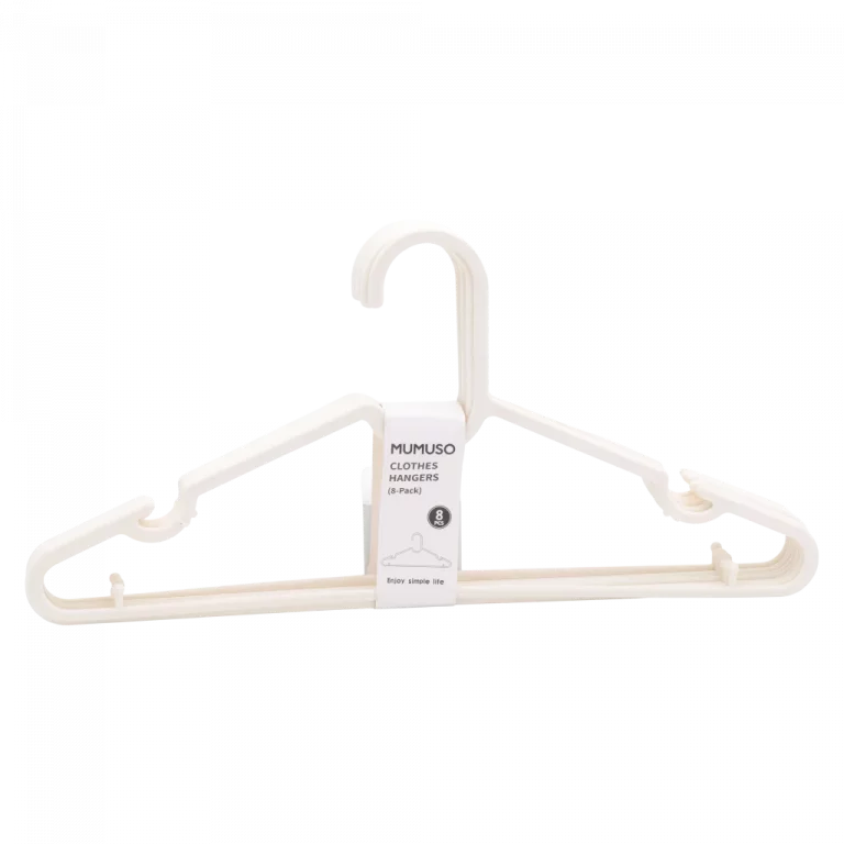 MUMUSO Kleiderbügel 8er-Pack aus PP in Creme – stabiler Kleiderbügel aus Kunststoff für Kleiderschrank und Haushalt.