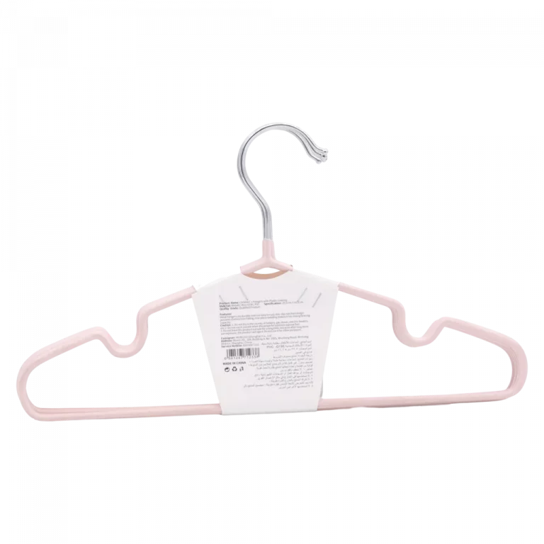MUMUSO Kleiderbügel Metall mit Kunststoffbeschichtung für Kinderkleidung – stabiler Kinder Kleiderbügel in Rosa.
