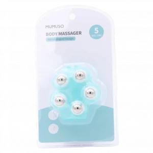 MUMUSO Massagehandschuh für die Körpermassage mit 5 Massagerollen, hellblau – ideal zum Entspannen und für die Selbstmassage.