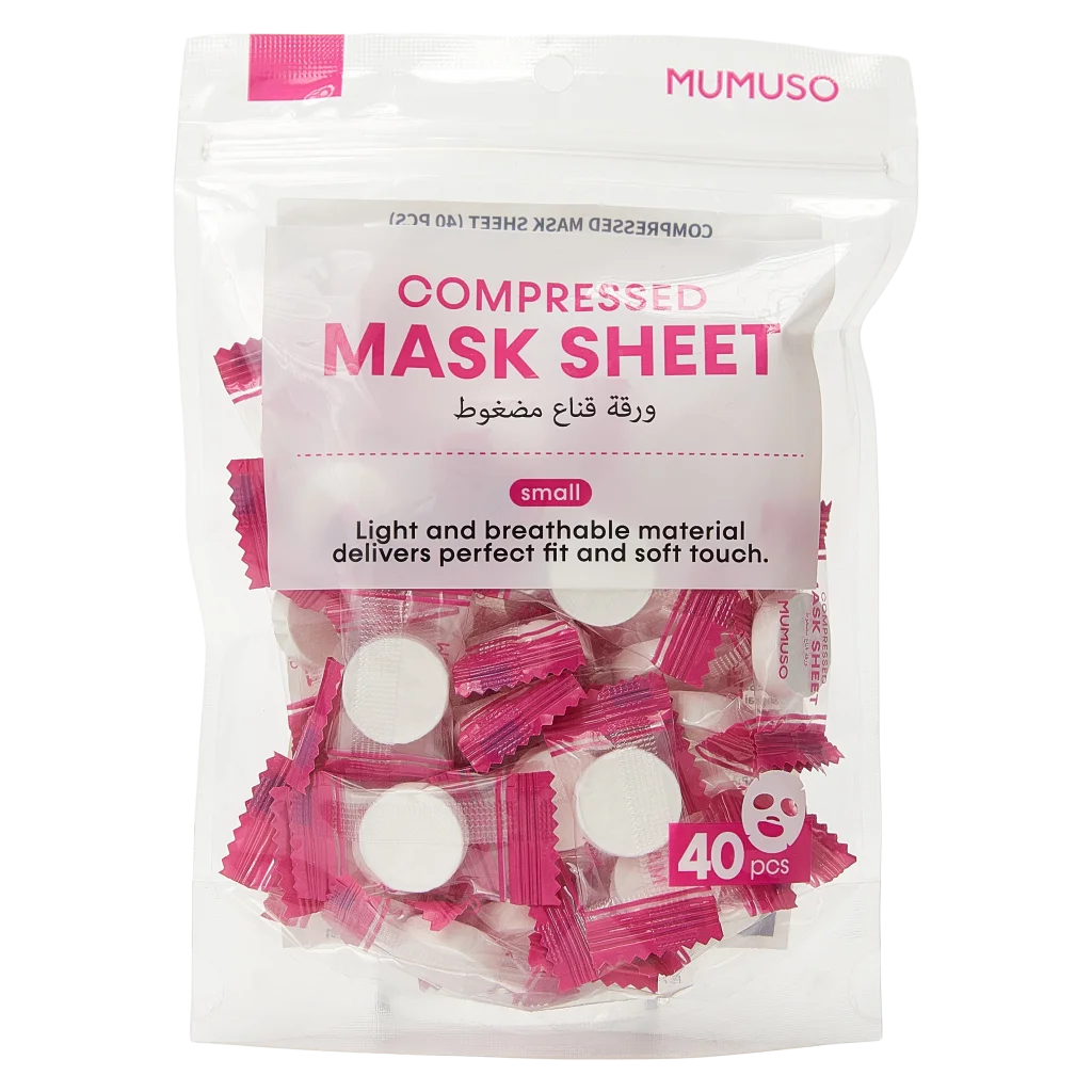 mumuso_komprimierte_einweg-maskentuecher_gesichtspflege_40st_weiss.webp MUMUSO Maskentuch, 40 Stück komprimierte Einweg-Maskentücher für Gesichtspflege in Weiß – ideales Maskenpapier für individuelle Pflege.