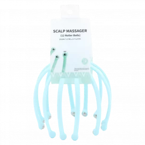 MUMUSO Kopfmassager mit 12 Rollen für Erwachsene, hellblau – entspannendes Kopfmassagegerät für die Kopfhautpflege.