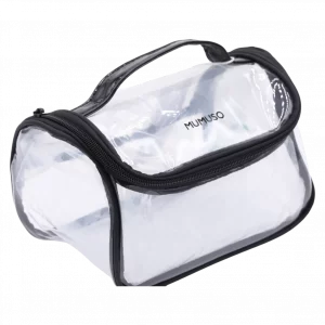 MUMUSO Kosmetiktasche aus transparentem Gewebe-PVC, groß, mit Reißverschluss in Schwarz – praktische Aufbewahrungstasche.