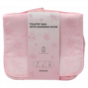 MUMUSO Kosmetiktasche zum Aufhängen aus Polyester für Damen, rosa mit Kirschblüten, ideal als Organizer für Pflegeprodukte.