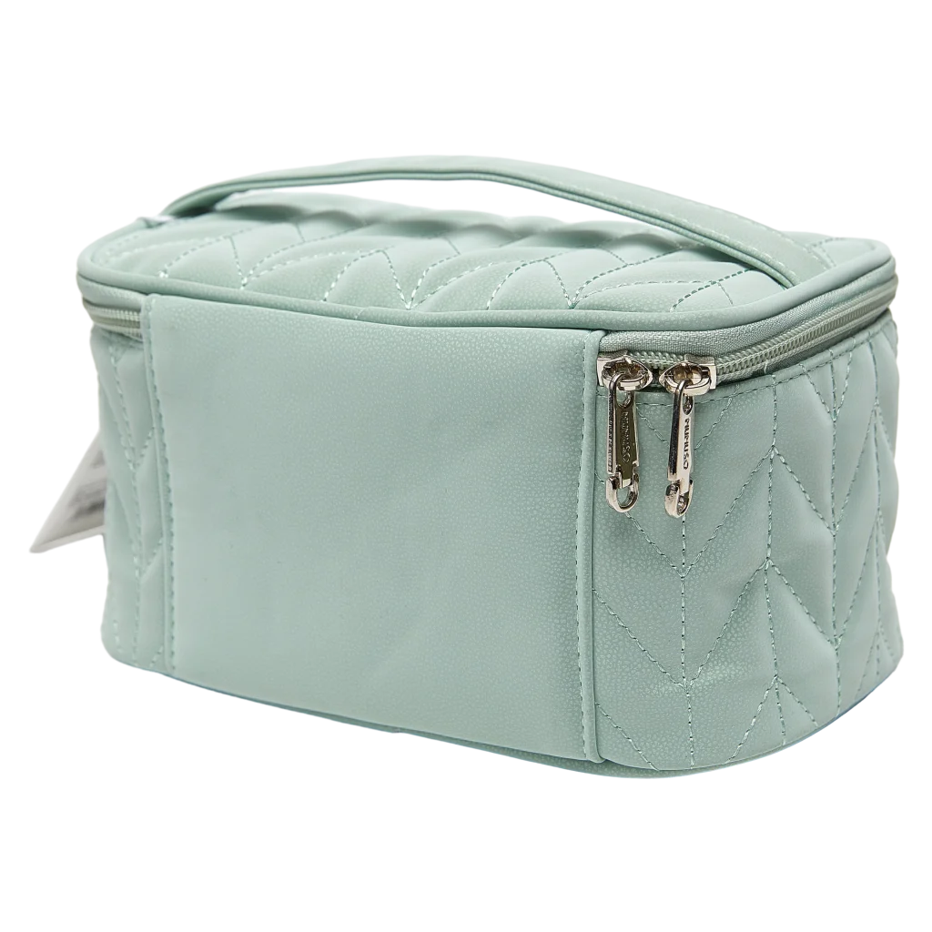 mumuso_kosmetiktasche_herringbone_muster_gruen_2.webp MUMUSO Kosmetiktasche mit Herringbone-Muster in Grün zur Aufbewahrung von Make-up – praktische Make-up Tasche für unterwegs.