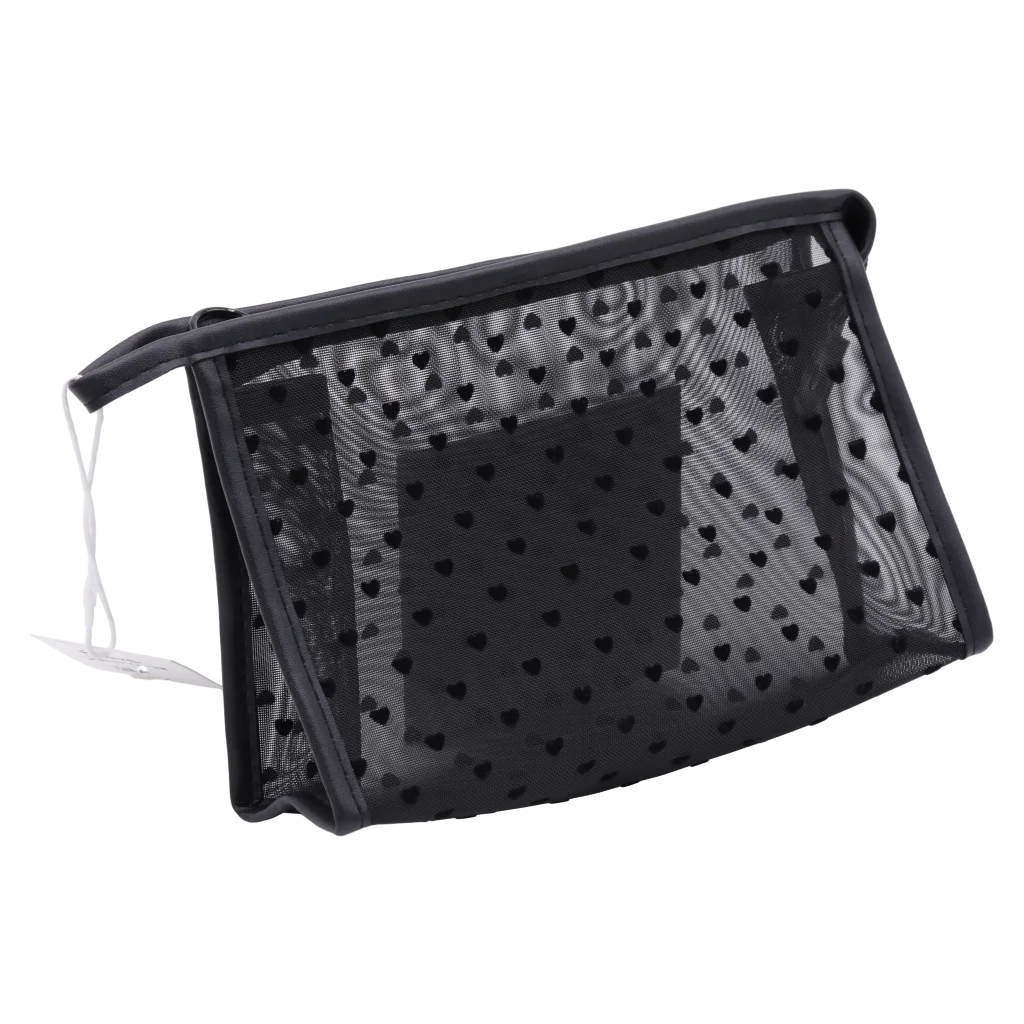 mumuso_kosmetiktasche_nylon_herzchen_schwarz.webp MUMUSO Kosmetiktasche aus Nylon, schwarz mit Herzchen – praktische Make-up Tasche für unterwegs und Aufbewahrung.