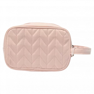 MUMUSO Kosmetiktasche aus PVC, Fischgrätenmuster, rosa – praktische Make-up Tasche für Damen im eleganten Look.