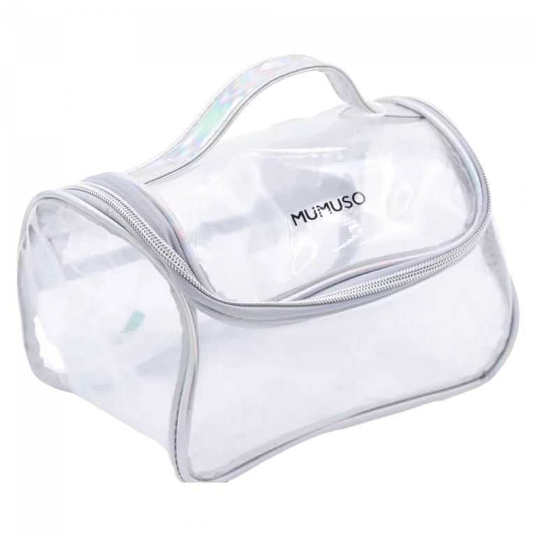 MUMUSO transparente Kosmetiktasche aus PVC, große Kapazität (Silber) – praktische Aufbewahrung unterwegs.