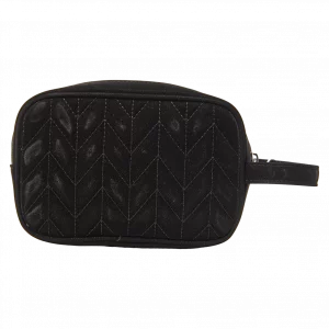 MUMUSO Kosmetiktasche aus PVC mit Herringbone-Muster, schwarz – praktische Make-up Tasche für unterwegs.