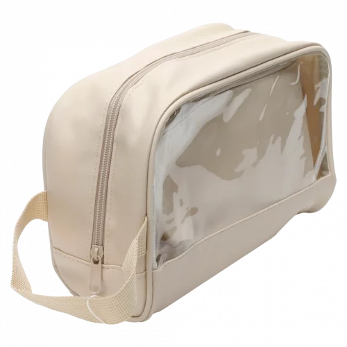 MUMUSO Kosmetiktasche aus transparentem PVC in Ivory White, aus der Kollektion Cherry Blossom, ideal als Organizer für Reisen.