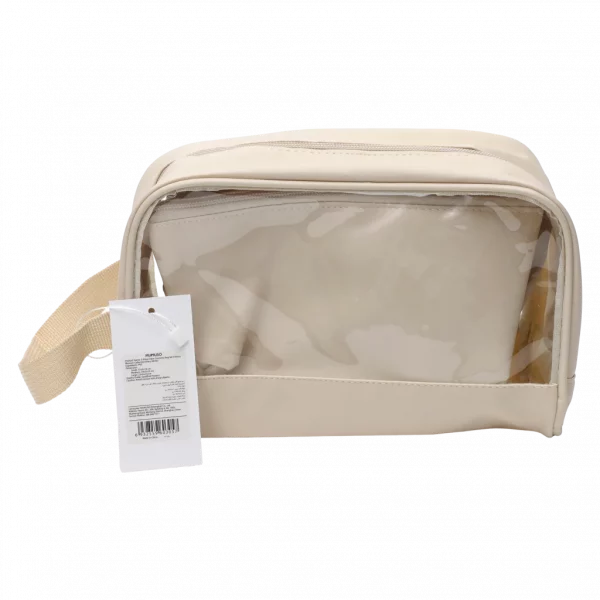 MUMUSO Kosmetiktasche aus transparentem PVC in Ivory White, aus der Kollektion Cherry Blossom, ideal als Organizer für Reisen.