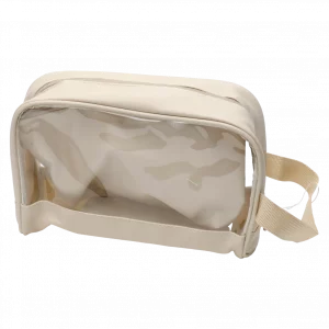 MUMUSO Kosmetiktasche aus transparentem PVC in Ivory White, aus der Kollektion Cherry Blossom, ideal als Organizer für Reisen.