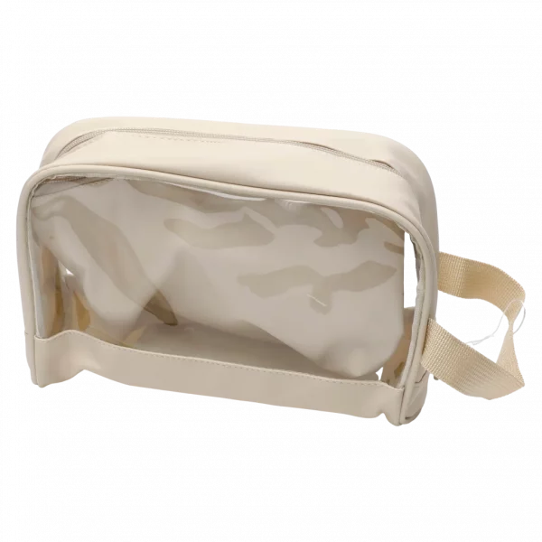 MUMUSO Kosmetiktasche aus transparentem PVC in Ivory White, aus der Kollektion Cherry Blossom, ideal als Organizer für Reisen.