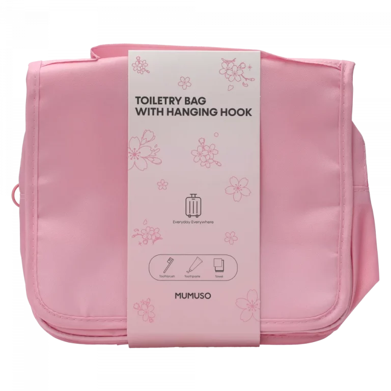 MUMUSO Kosmetiktasche zum Aufhängen aus Polyester, rosa, aus der Cherry Blossom Kollektion – praktische Aufbewahrung für Reisen.