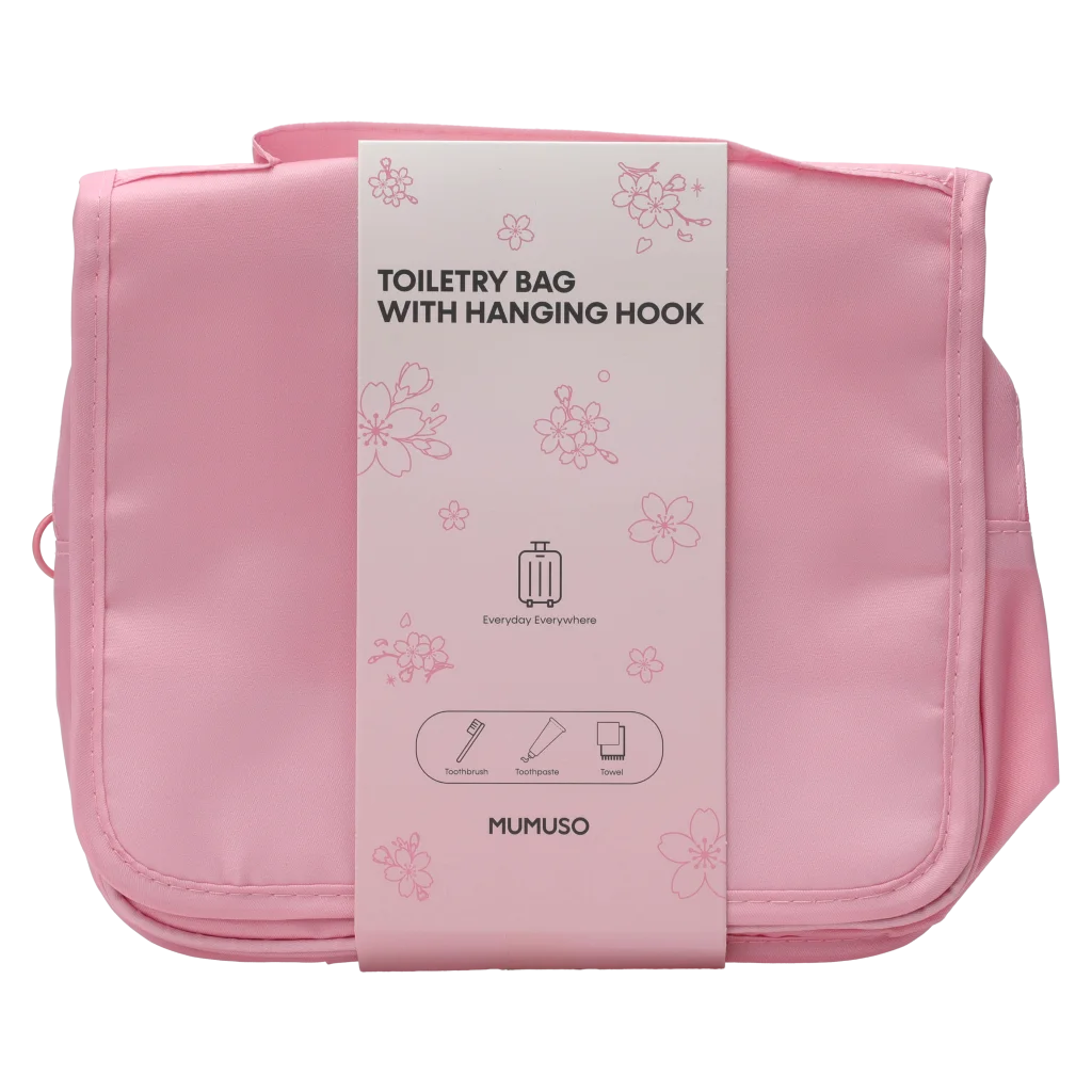 MUMUSO Kosmetiktasche zum Aufhängen aus Polyester, rosa, aus der Cherry Blossom Kollektion – praktische Aufbewahrung für Reisen.