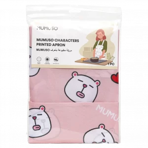 MUMUSO Küchenschürze aus Polyester mit Bär, rosa – Küchenschürze für Erwachsene, pflegeleicht und schützend beim Kochen.