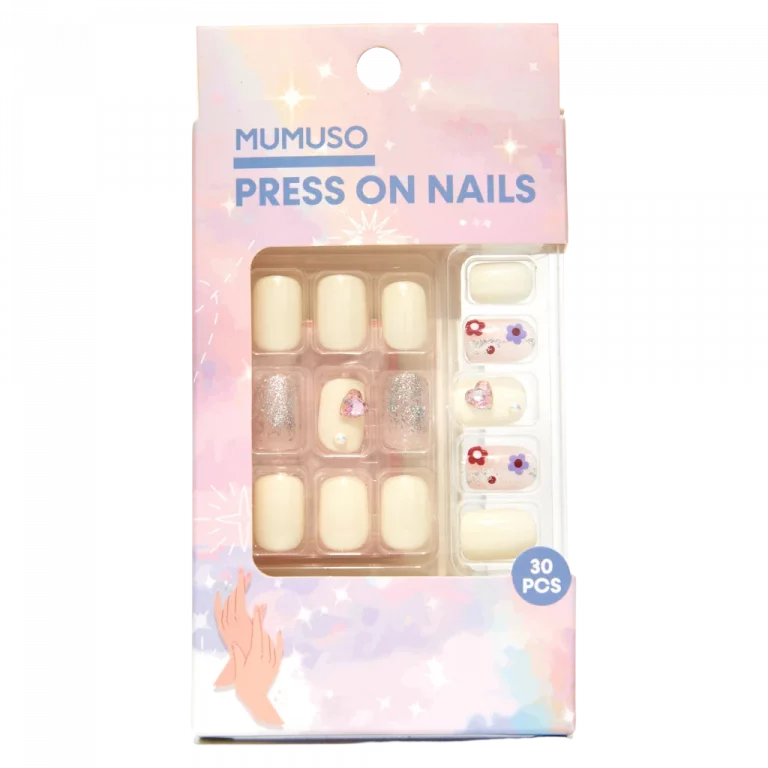 MUMUSO Press-On-Nägel aus ABS mit Blumen, 30 Stück – künstliche Fingernägel für schnelle Nagelverschönerung Zuhause.
