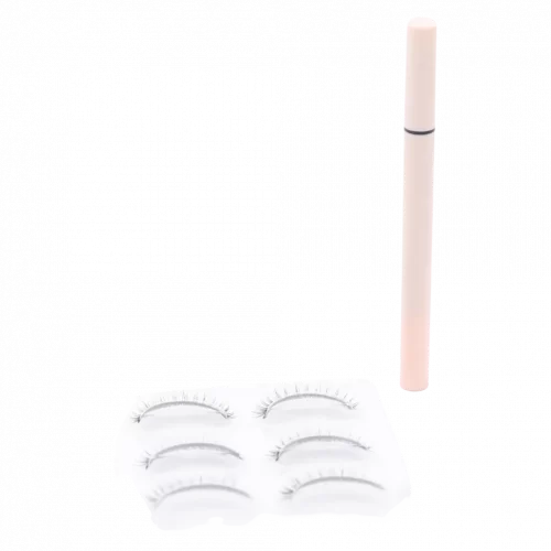 MUMUSO künstliche Wimpern mit Eyeliner, 3 Paar Kunstfaserborsten (Schwarz) – praktisches Wimpern Set für natürliches Augen-Make-up.