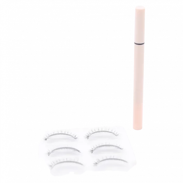 MUMUSO künstliche Wimpern mit Eyeliner, 3 Paar Kunstfaserborsten (Schwarz) – praktisches Wimpern Set für natürliches Augen-Make-up.