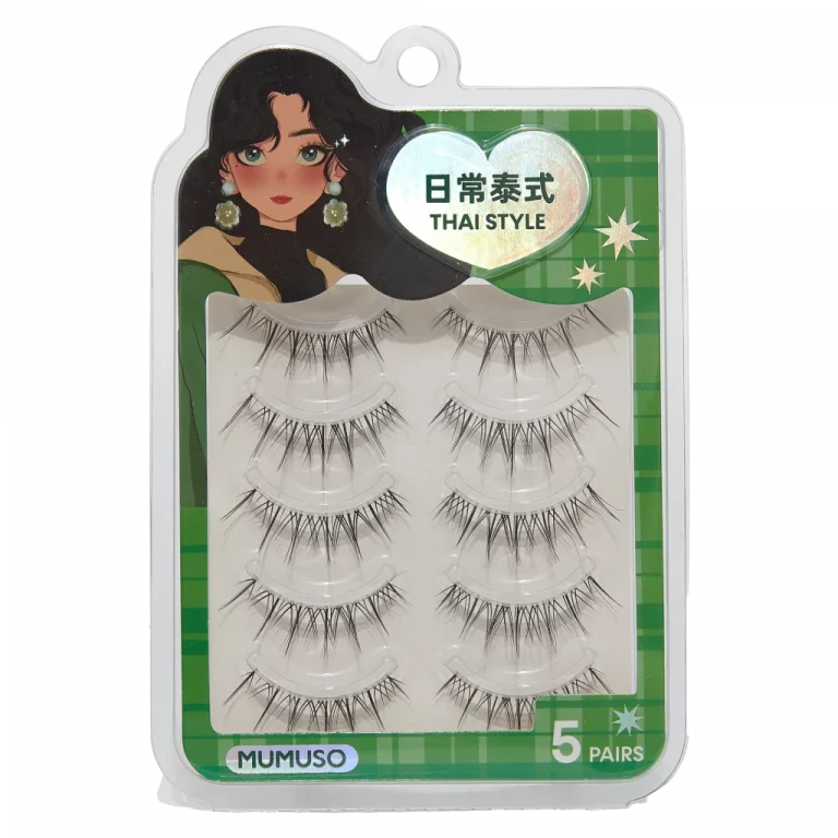 MUMUSO Wimpern Set Thai Style, künstliche Wimpern mit Kleber, schwarz – 5 Paar Wimpern für Make-up Looks.