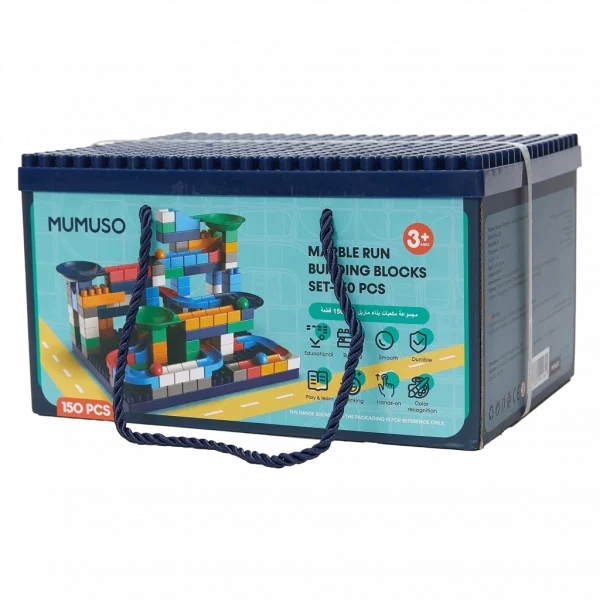 MUMUSO Kugelbahn Bausteine Set aus PP-Kunststoff, 150 Teile (Bunt) – Baukasten Kugelbahn Spielzeug für Kinder ab 3 Jahren.