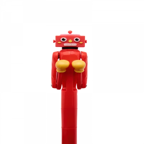 MUMUSO Kugelschreiber aus ABS+PBV in Rot mit Roboter – originelles Schreibgerät für Kinder und Schule.