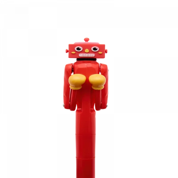 MUMUSO Kugelschreiber aus ABS+PBV in Rot mit Roboter – originelles Schreibgerät für Kinder und Schule.