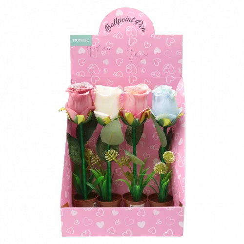 MUMUSO Kugelschreiber mit Rosen-Glitzer, dekorative Schreibwaren in Weiß – originelles Geschenk für Schule oder Büro.