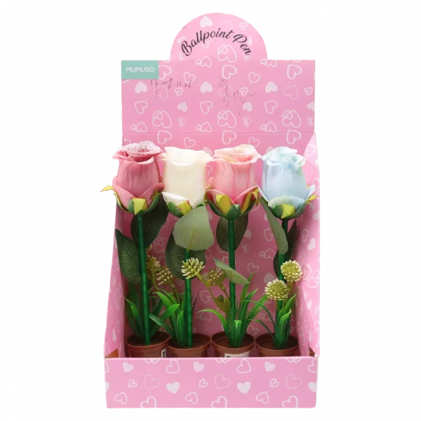 MUMUSO Kugelschreiber mit Rosen-Glitzer, dekorative Schreibwaren in Weiß – originelles Geschenk für Schule oder Büro.