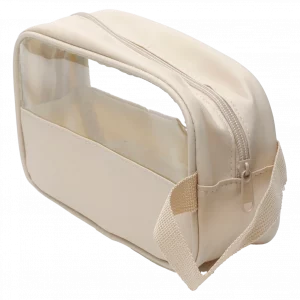 MUMUSO Kulturbeutel aus PVC mit Sichtfenster, aus der Kollektion Cherry Blossom in Ivory White für Reisen.