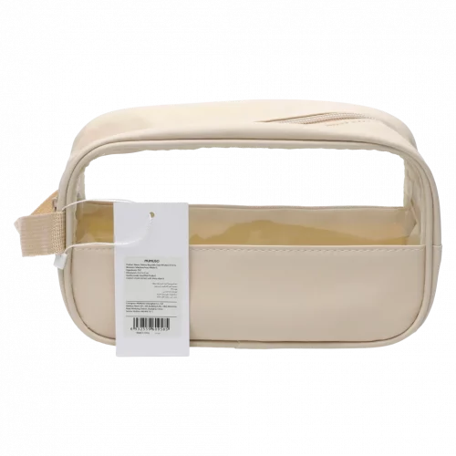 MUMUSO Kulturbeutel aus PVC mit Sichtfenster, aus der Kollektion Cherry Blossom in Ivory White für Reisen.